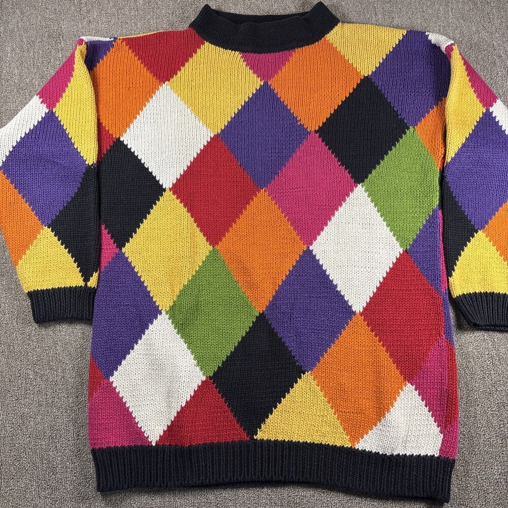Express Tricot Women’s Vintage Sweater M/2 Geometric Wide Collar